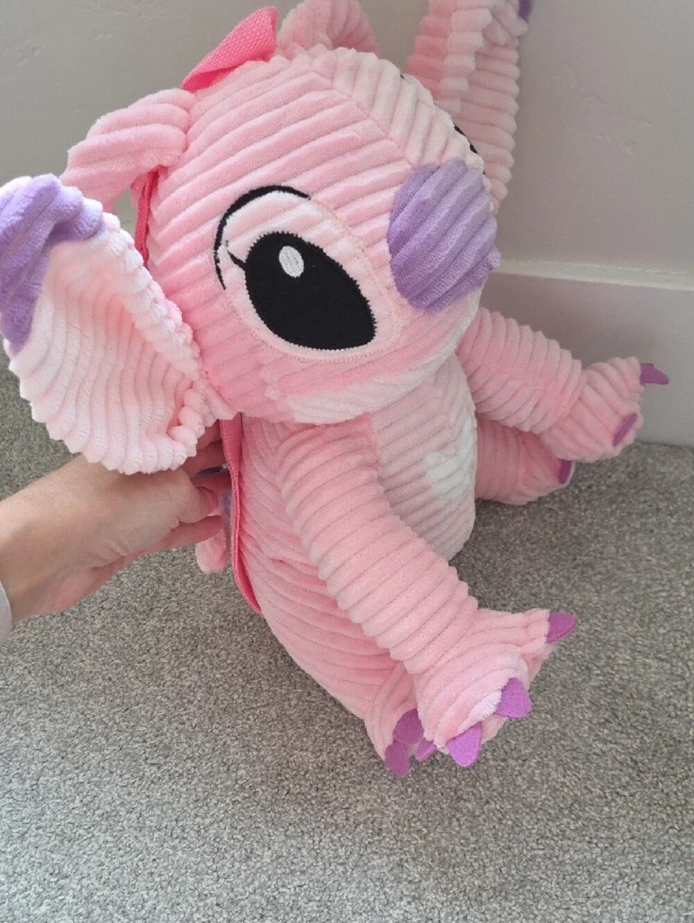 Disney Lilo and Stitch Kids Angel Corduroy Plush Backpack